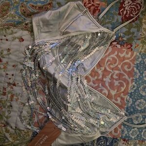 Shein Sequin Fringe Crop Top